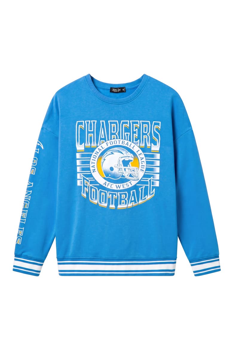 Los Angeles Chargers Striped Rib Fleece Sweatshirt, Main, color, POWDER BLUE