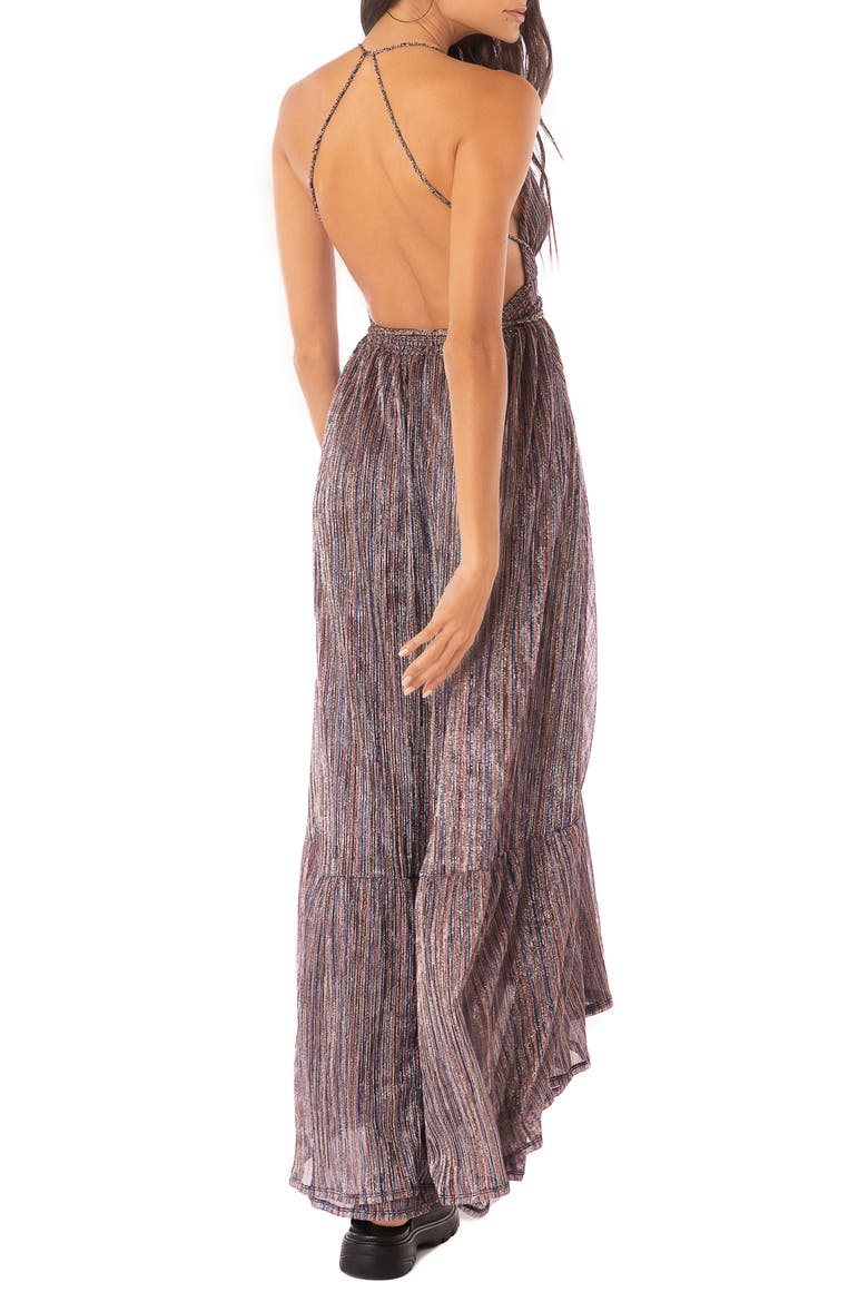Golden Stripes Moon Bay Cover-Up Maxi Dress, Alternate, color, OPEN BLUE
