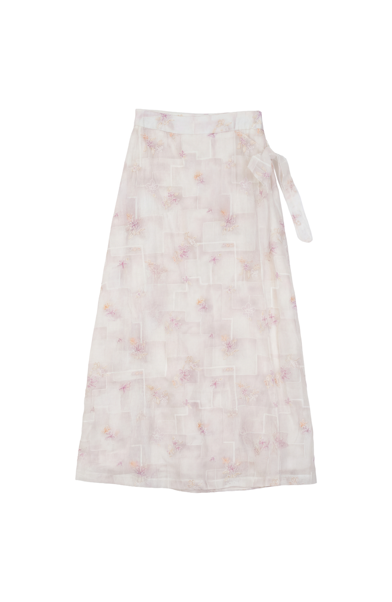 Aspect Embroidered Side Tie A-Line Skirt, Main, color, Pink
