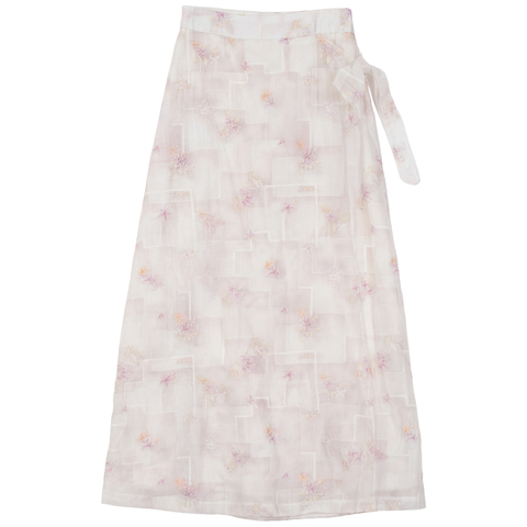 Embroidered Side Tie A-Line Skirt