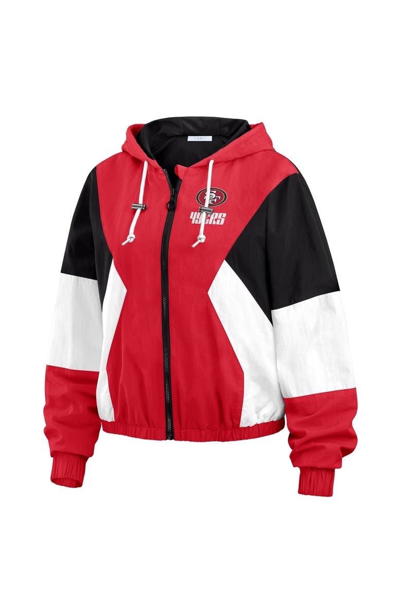 WEAR by Erin Andrews Women's WEAR by Erin Andrews Scarlet San Francisco 49ers Color Block Full-Zip Windbreaker Jacket, Alternate, color,