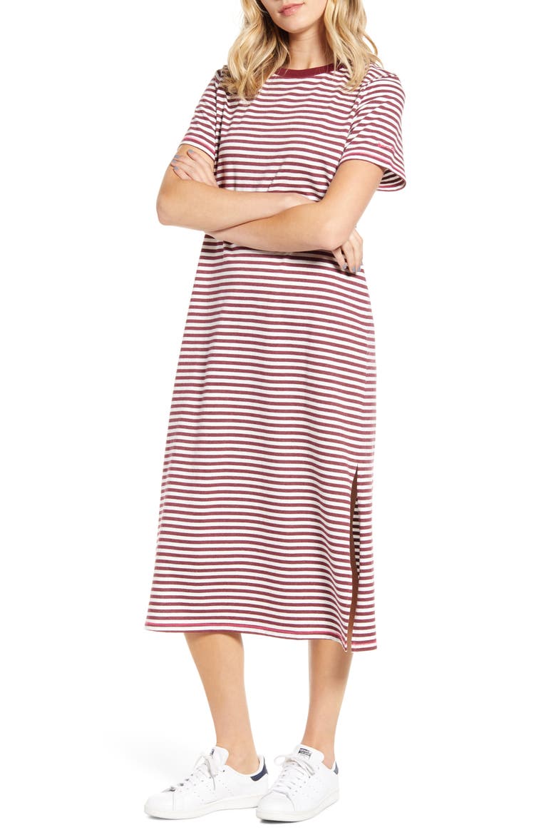 Stripe Midi T-Shirt Dress, Main, color, MULTI