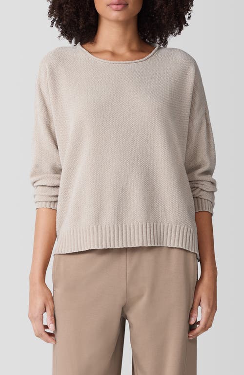 Eileen Fisher Crewneck Cashmere Blend Tunic Sweater In Almond