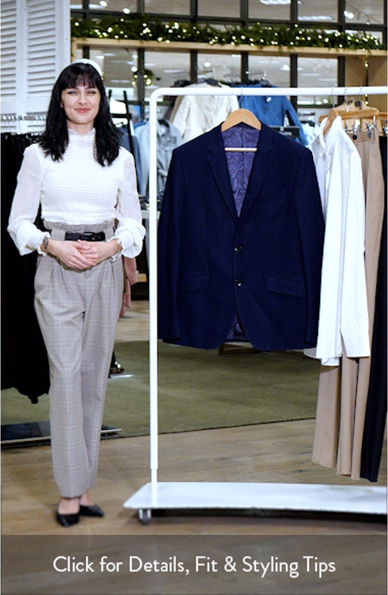 Roma Navy Textured Cotton Knit Blazer, sales video thumbnail