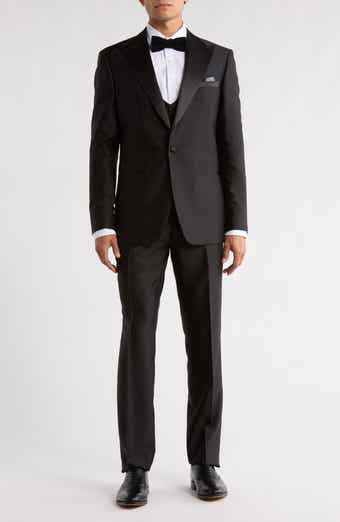 ZEGARIE Stacy Adams Solid Peak Lapel 3-Piece Tuxedo