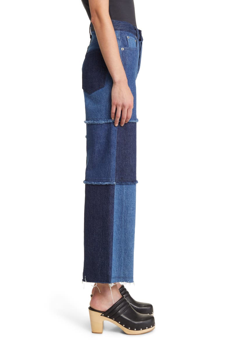 The Getty Patchwork High Waist Crop Wide Leg Jeans, Alternate, color, INDIGO PATCHWORK