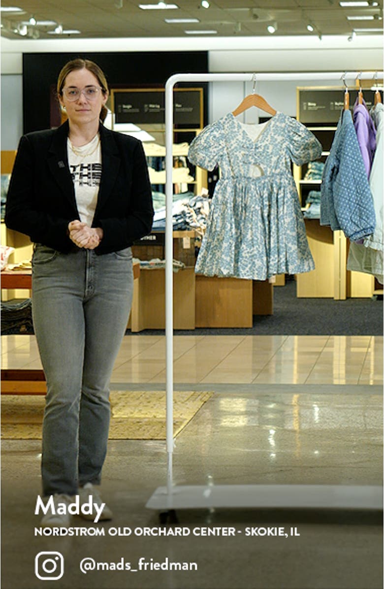 Kids' Floral Tiered Puff Sleeve Cutout Cotton Dress, sales video thumbnail