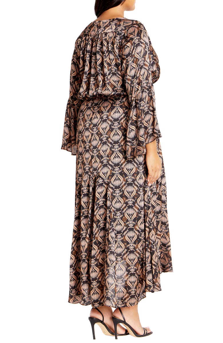City Chic Remington Faux Wrap Maxi Dress, Alternate, color, Black Print