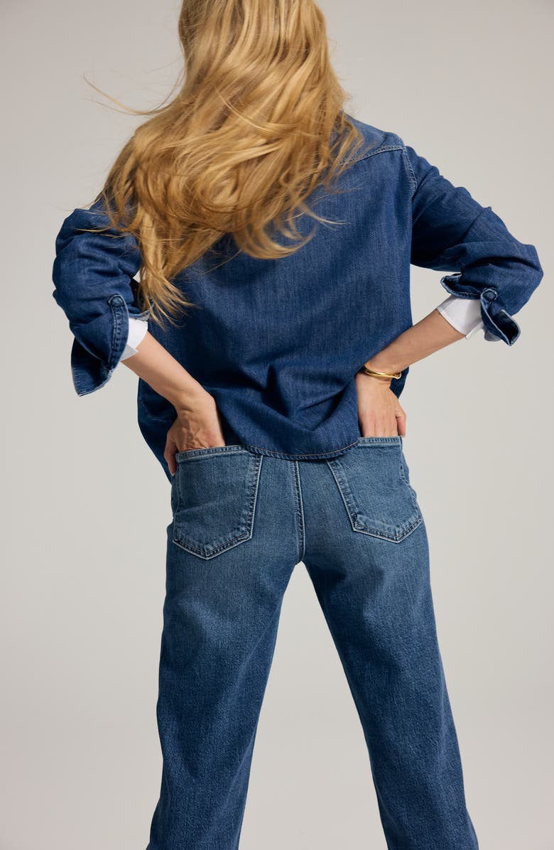 Mavi Jeans New York Raw Hem High Waist Ankle Straight Leg Jeans, Alternate, color, Deep Used Classic Blue