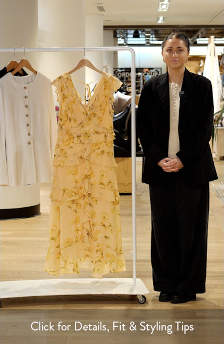 Print Ruffle Midi Dress, sales video thumbnail