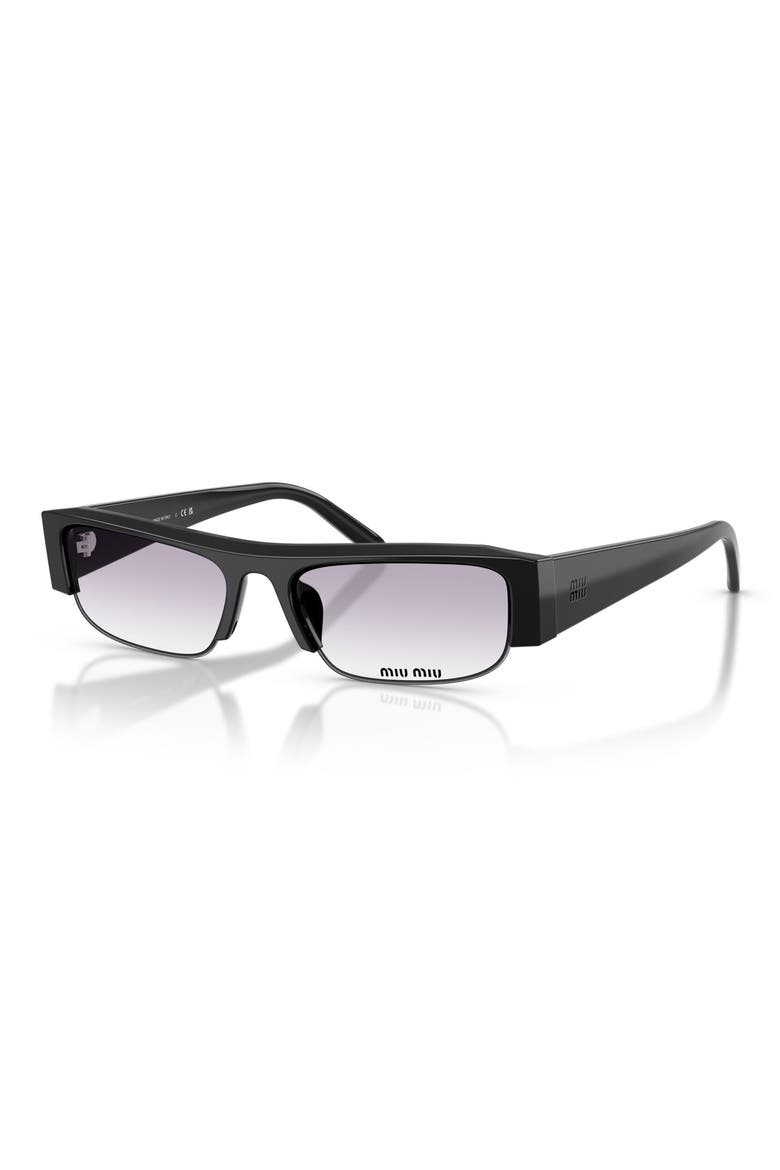 54mm Rectangular Sunglasses, Alternate, color, BLACK / CLEAR GRADIENT GREY