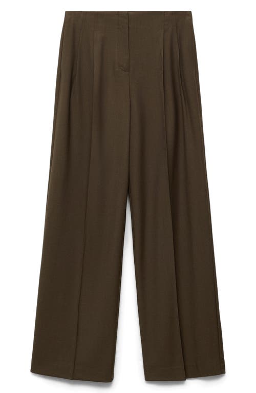 Shop Mango Wide Leg Suit Pants In Khaki Brown