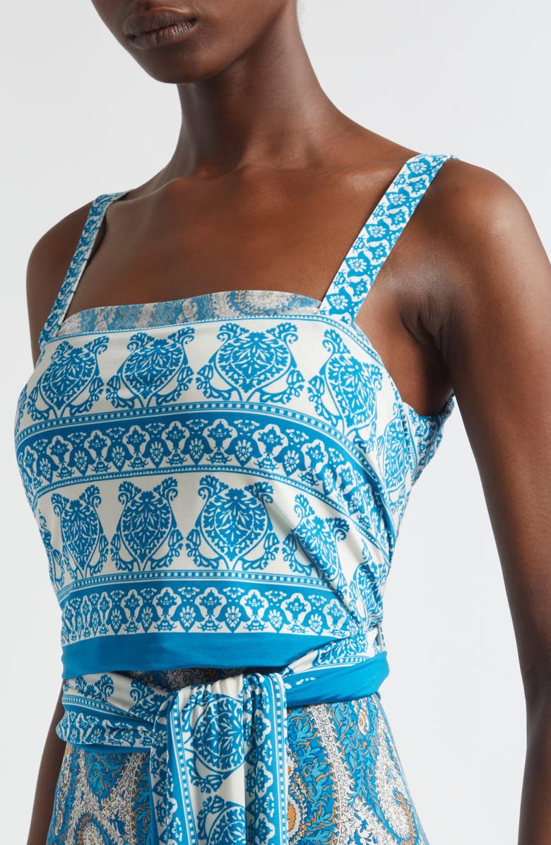 Etro Paisley Stretch Jersey Wrap Sundress, Alternate, color, Print On White Base