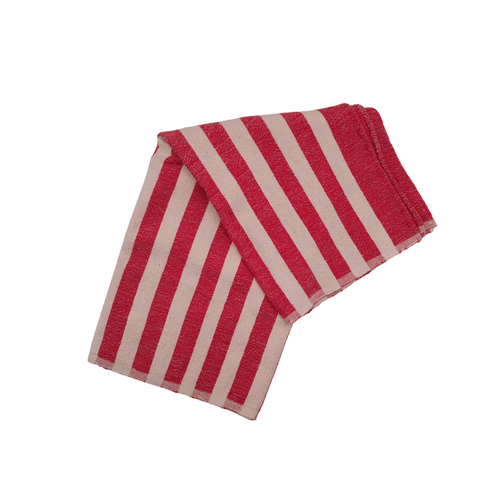 Kd Weave Stripe Towel In Red