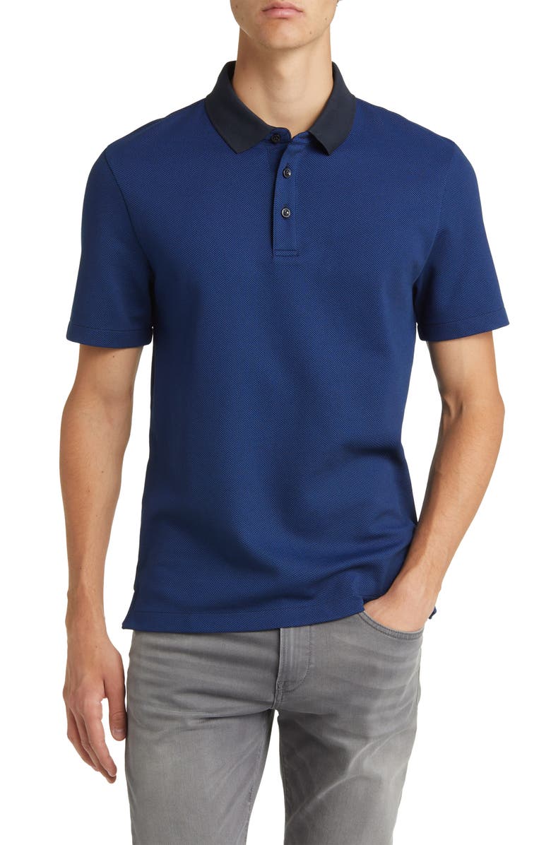 BOSS PItton Cotton Blend Polo, Main, color, Dark Blue