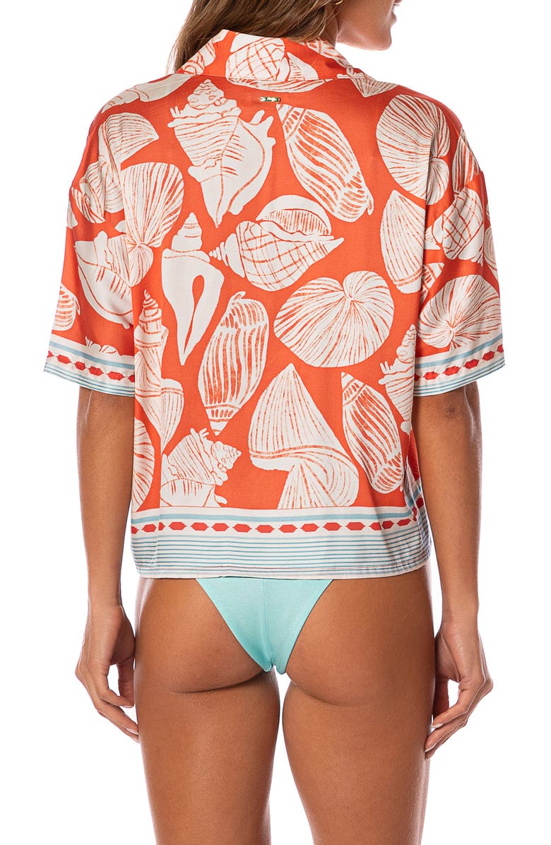 Maaji Australian Reef Octavia Cover-Up Shirt, Alternate, color, Bright Red