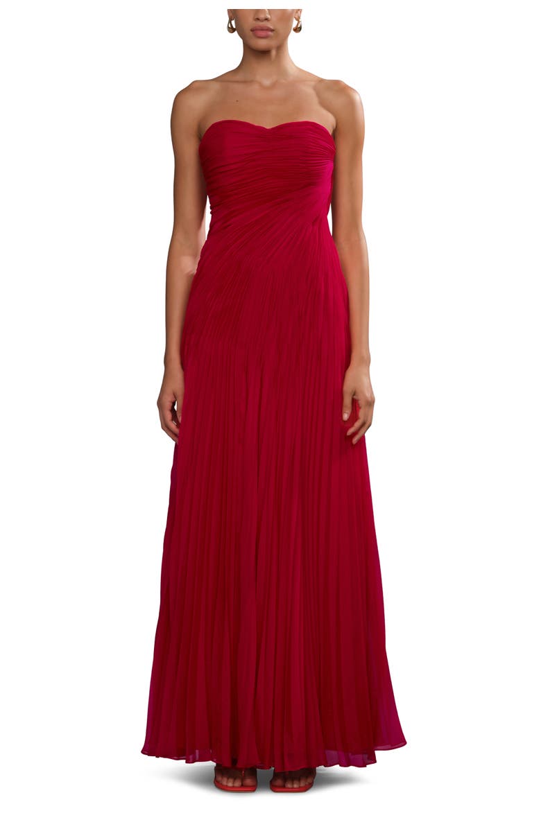 AMUR Elea asymmetrical pleated gown, Alternate, color, Solstice Red