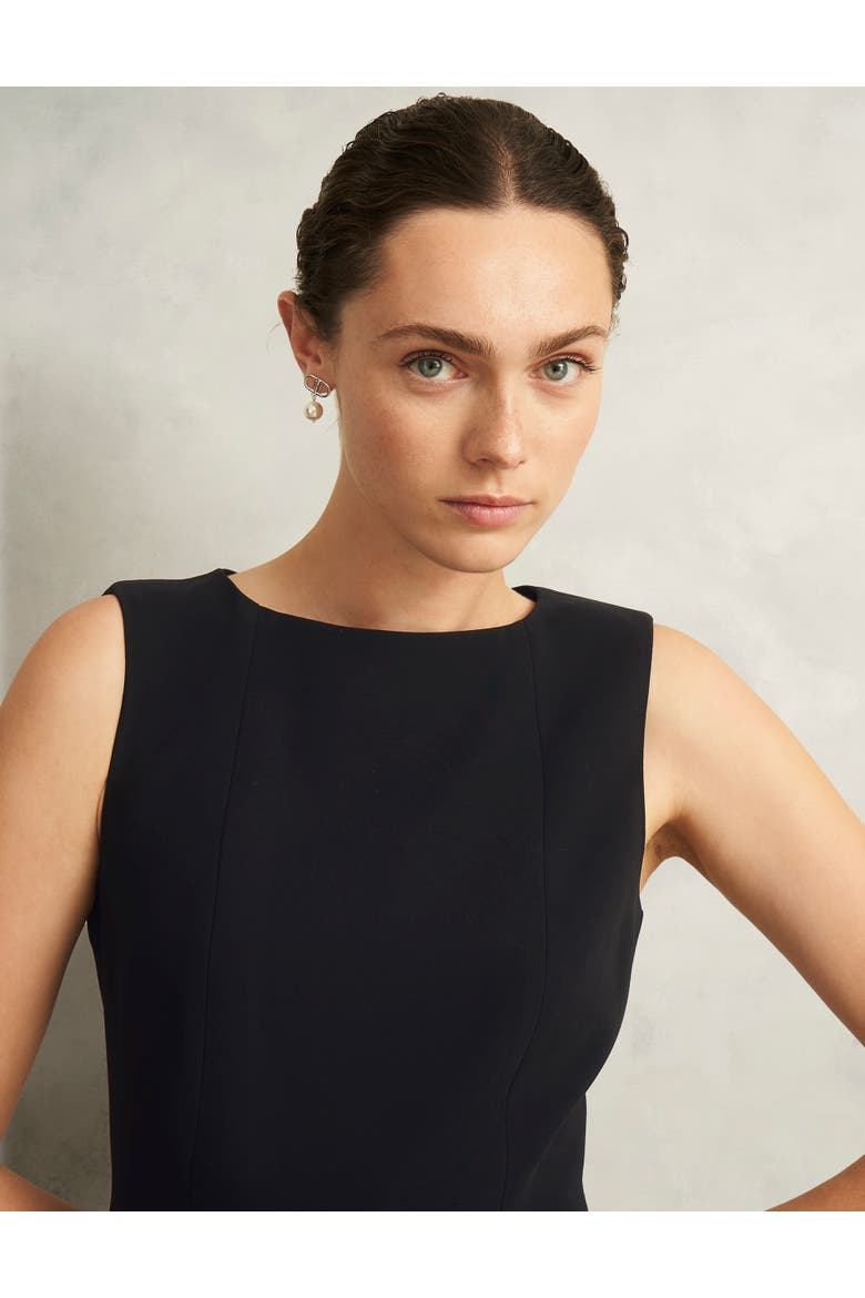 Tailored Boat Neck Sleeveless Dress, Alternate, color, Black