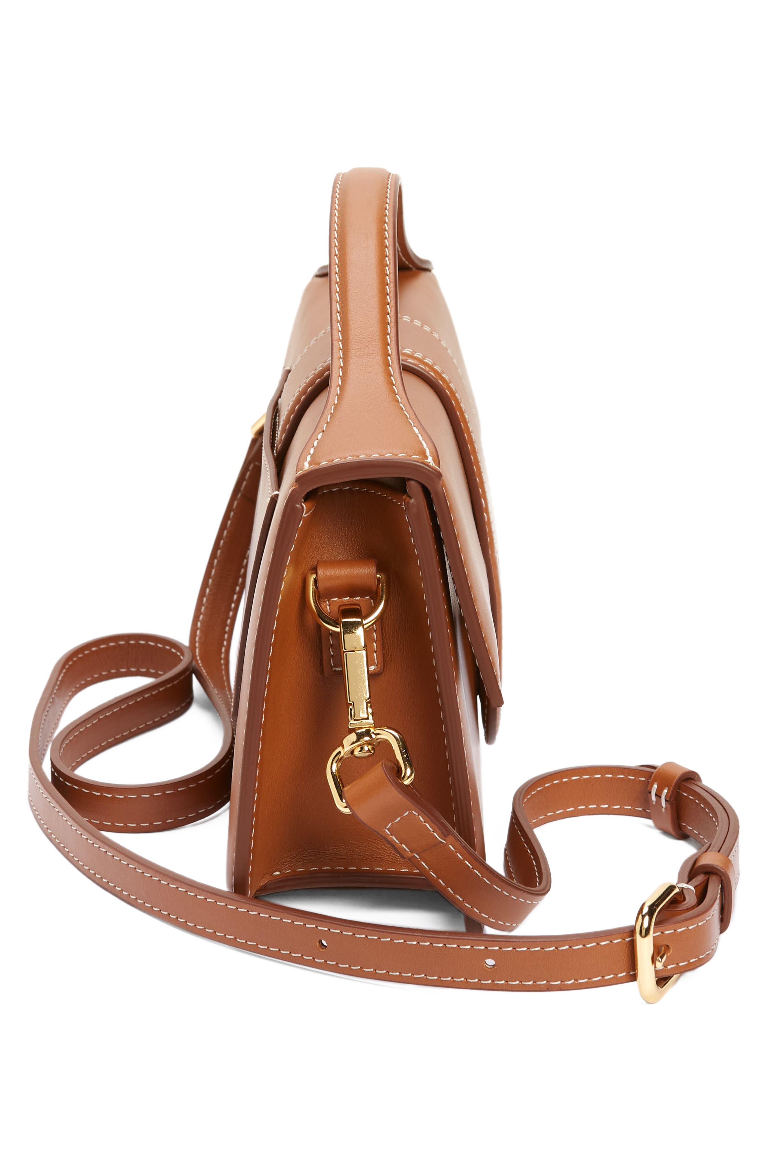 Jacquemus Le Grand Bambino Leather Shoulder Bag, Alternate, color, Light Brown