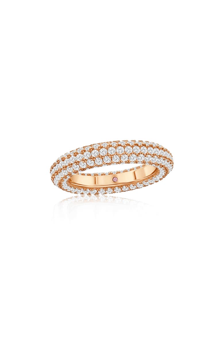 Pavé Cubic Zirconia Round Eternity Band Ring, Main, color, ROSE