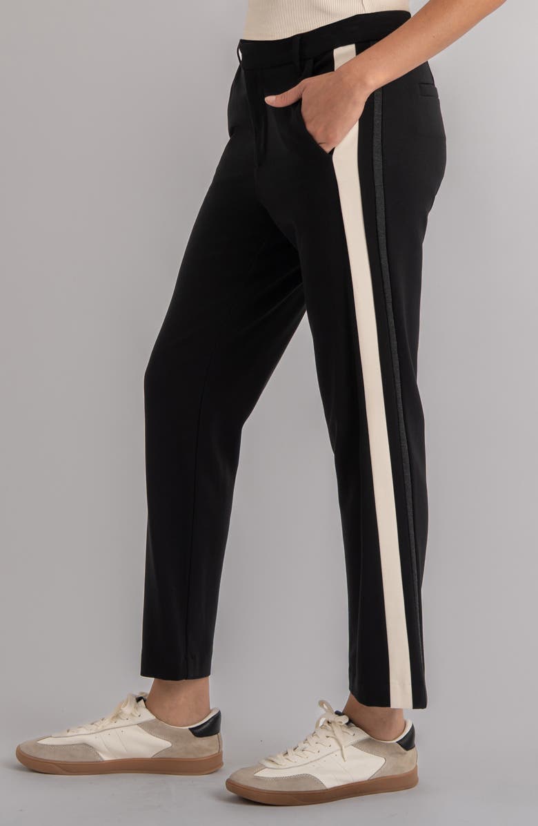 KUT from the Kloth Faye High Waist Side Stripe Ankle Wide Leg Pants, Alternate, color, Black/ Ivory