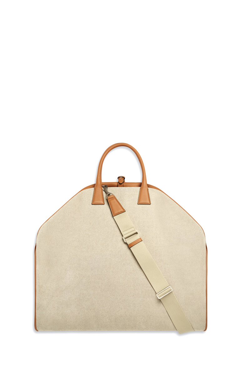 Canvas Garment Bag with Leather Trim, Alternate, color, Walnut