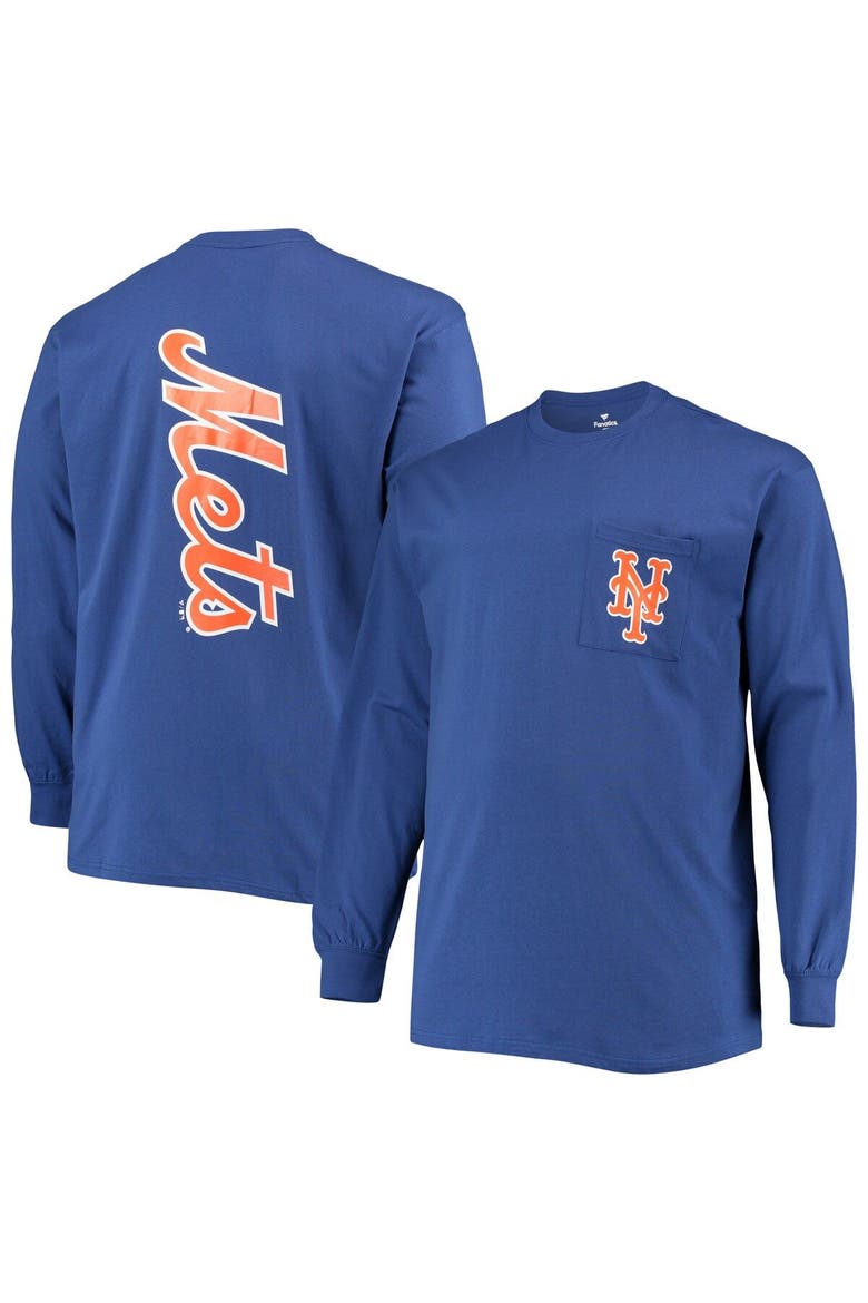 Men's Fanatics Branded Royal New York Mets Big & Tall Solid Back Hit Long Sleeve T-Shirt, Main, color, Royal