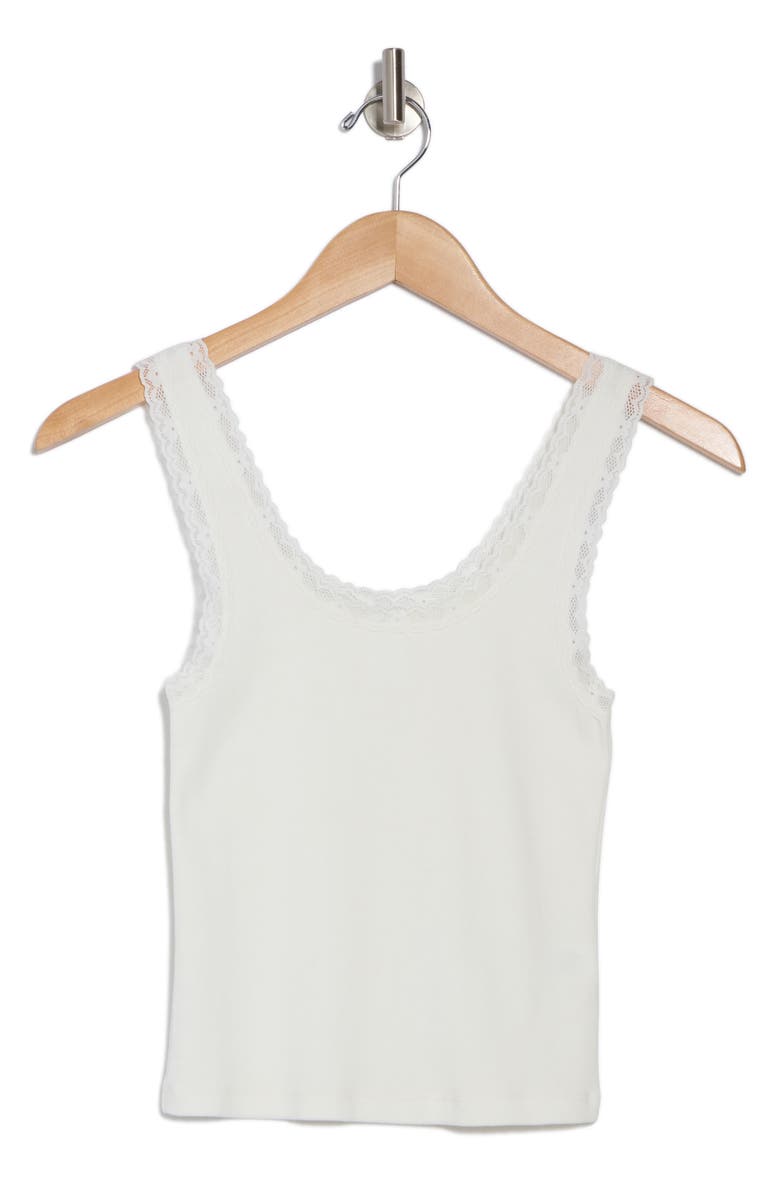 Abound Lace Trim Cotton Tank, Alternate, color, White Blanc