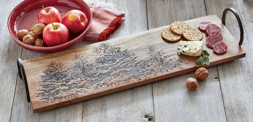 Tag Winter Sketches Brunch Board Natural Wood Serving Tray In Brown