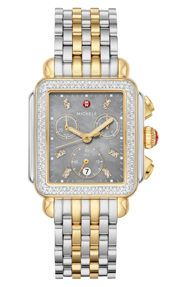 MICHELE Deco Diamond Bracelet Watch, 33mm, Main, color,
