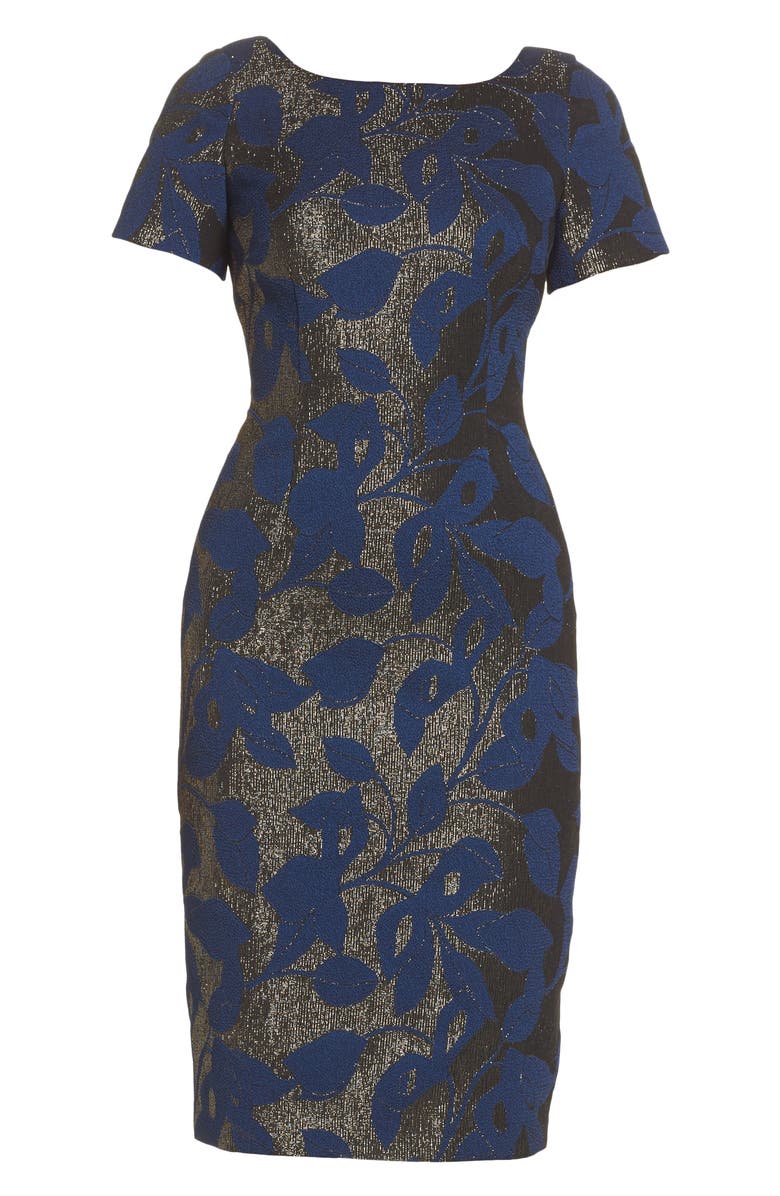 Adrianna Papell Metallic Jacquard Sheath Dress, Alternate, color, 