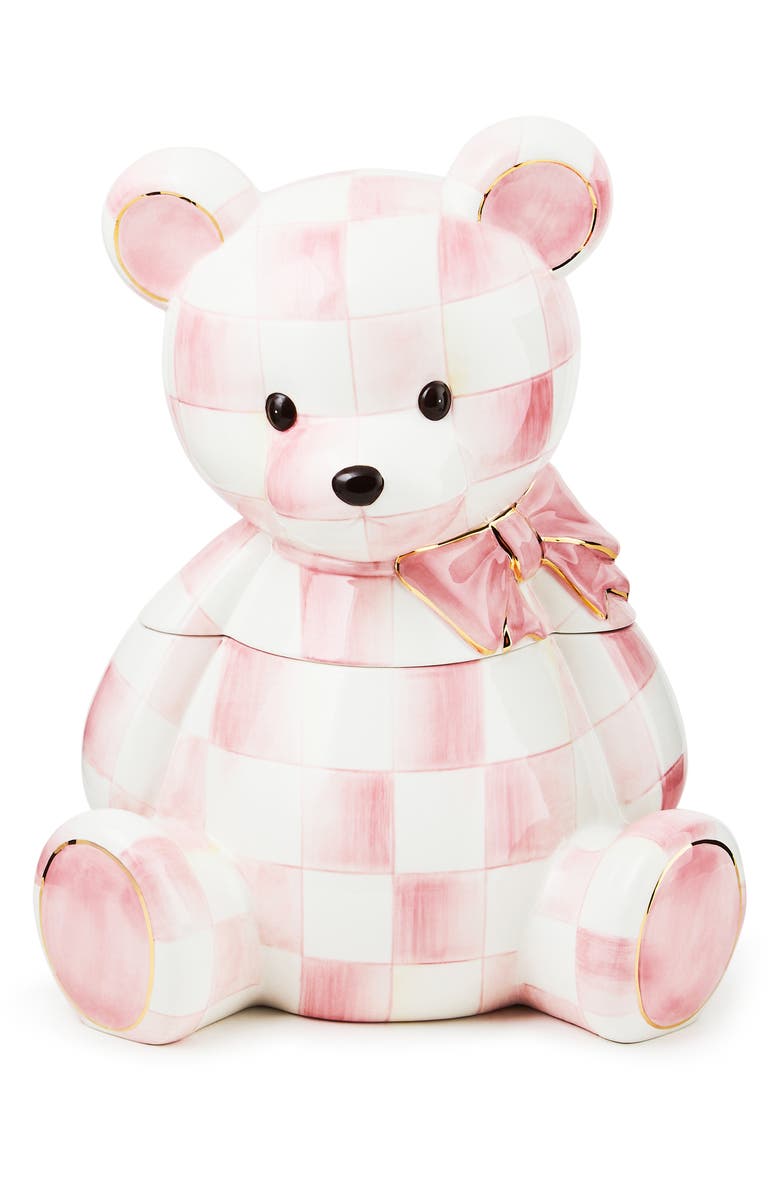 MACKENZIE CHILDS Rosy Check Bear Cookie Jar, Main, color,