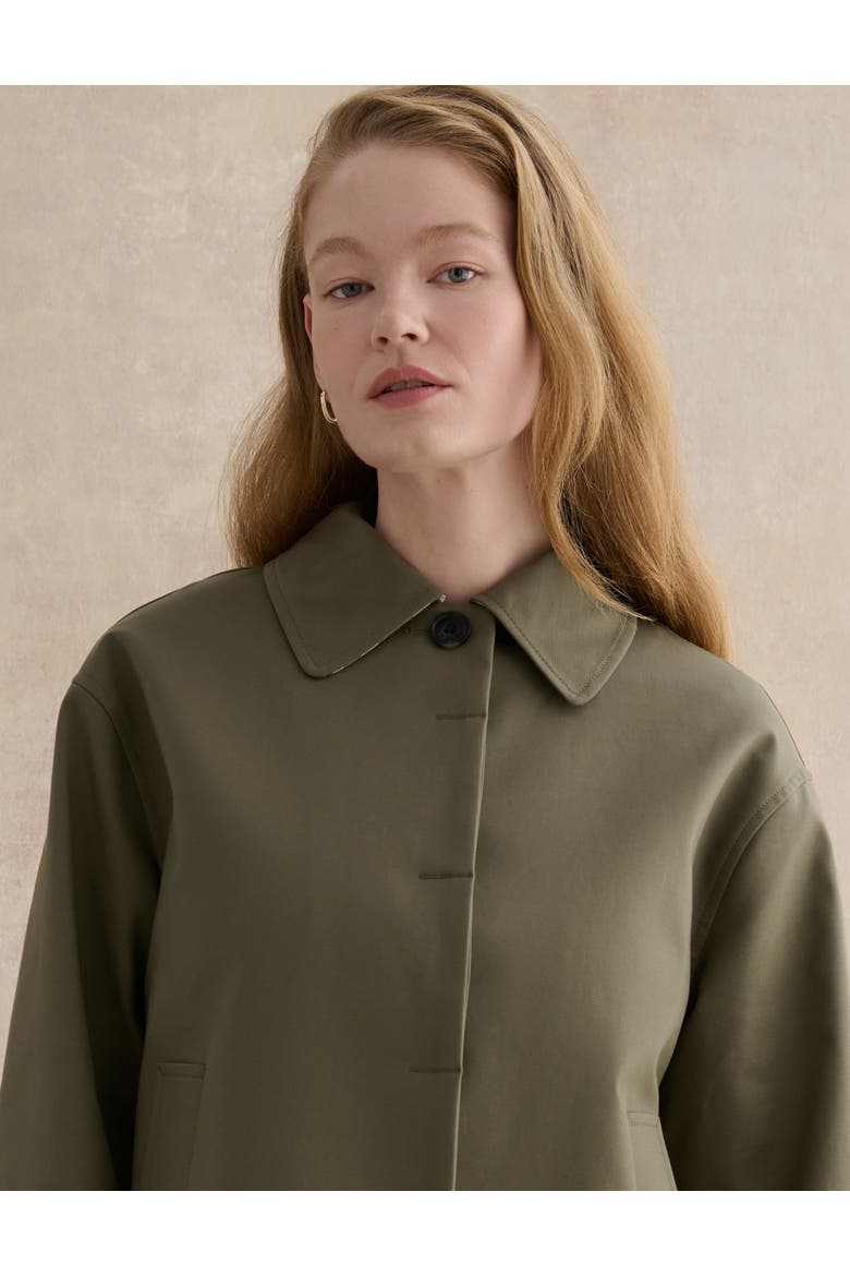 Frida Collared Cropped Trench Coat, Alternate, color, Olive Green