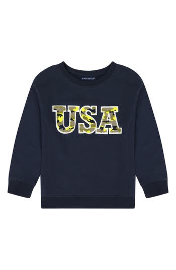 Andy & Evan Kids' Chenille Usa Sweatshirt In Blue