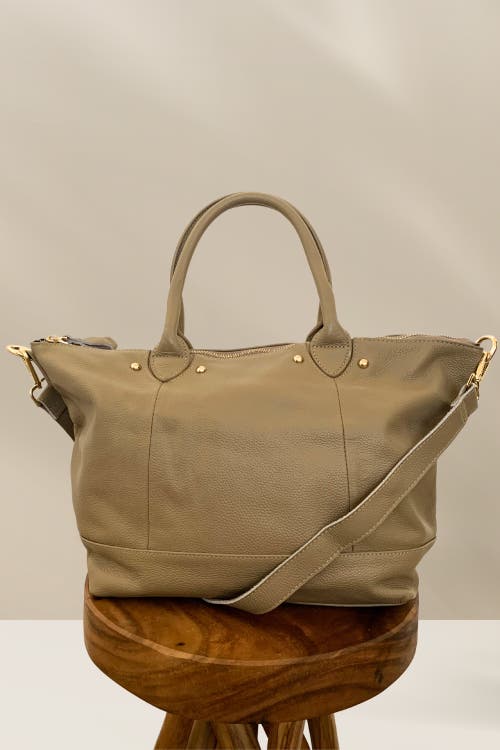 Pink Haley Ellie Handmade Leather Tote In Sand