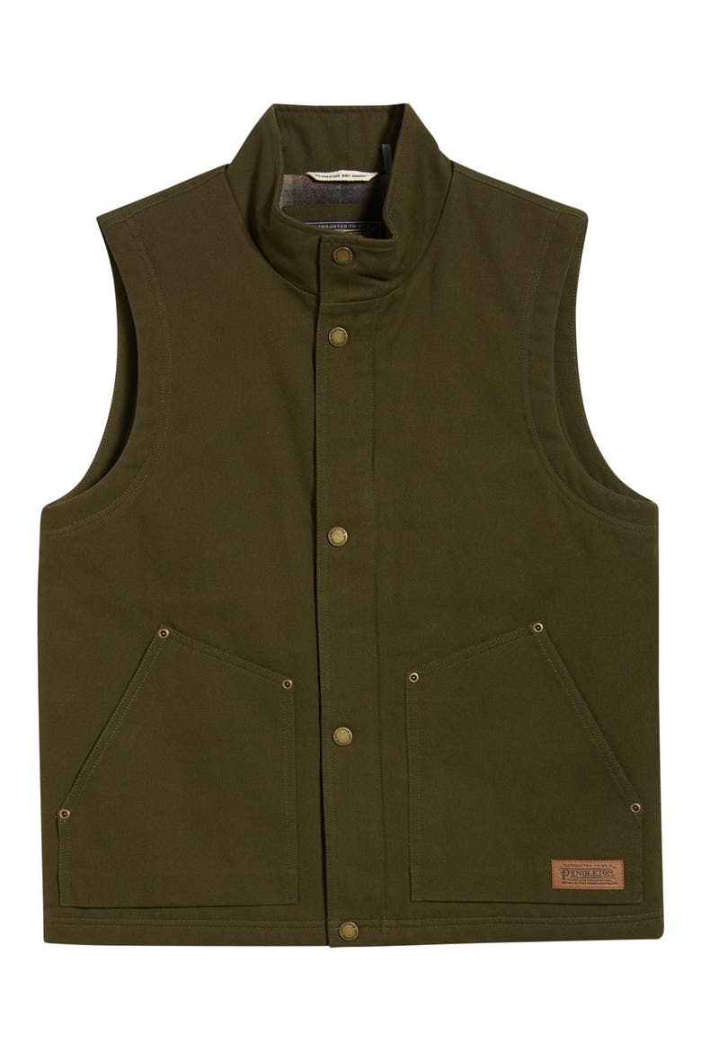 Pine Grove Cotton Canvas Vest, Alternate, color, DARK OLIVE