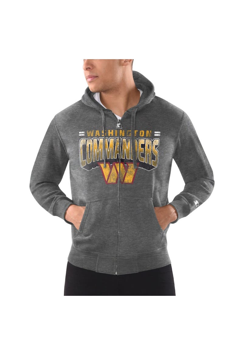 Men's G-III Sports by Carl Banks Heathered Charcoal Washington Football Team Perfect Season Full-Zip Hoodie, Main, color, Charcoal