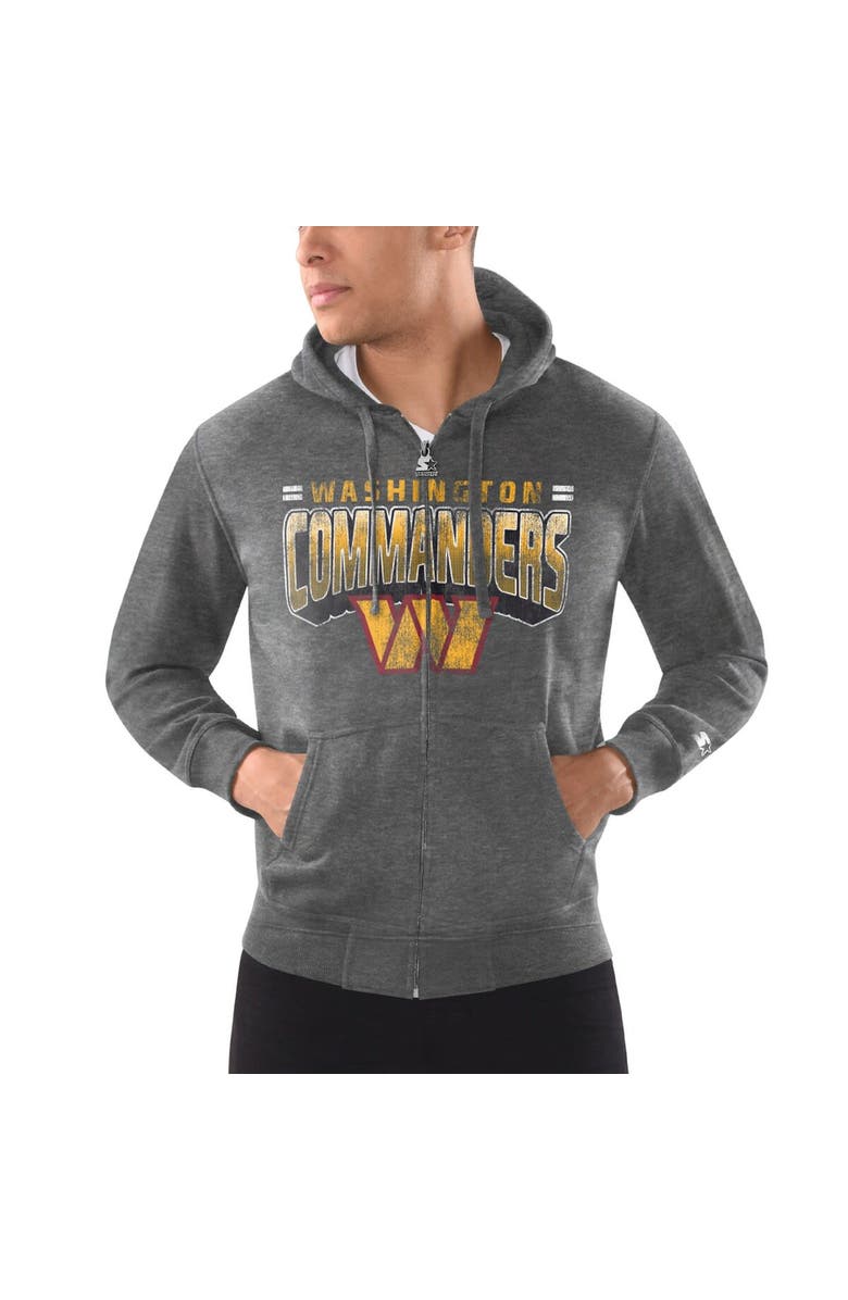 G-III SPORTS BY CARL BANKS Men's G-III Sports by Carl Banks Heathered Charcoal Washington Football Team Perfect Season Full-Zip Hoodie, Main, color, 