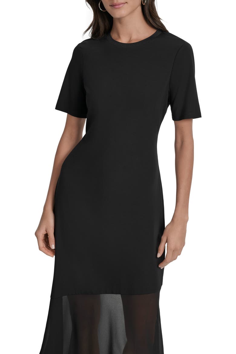 Mixed Media Maxi Dress, Alternate, color, BLACK