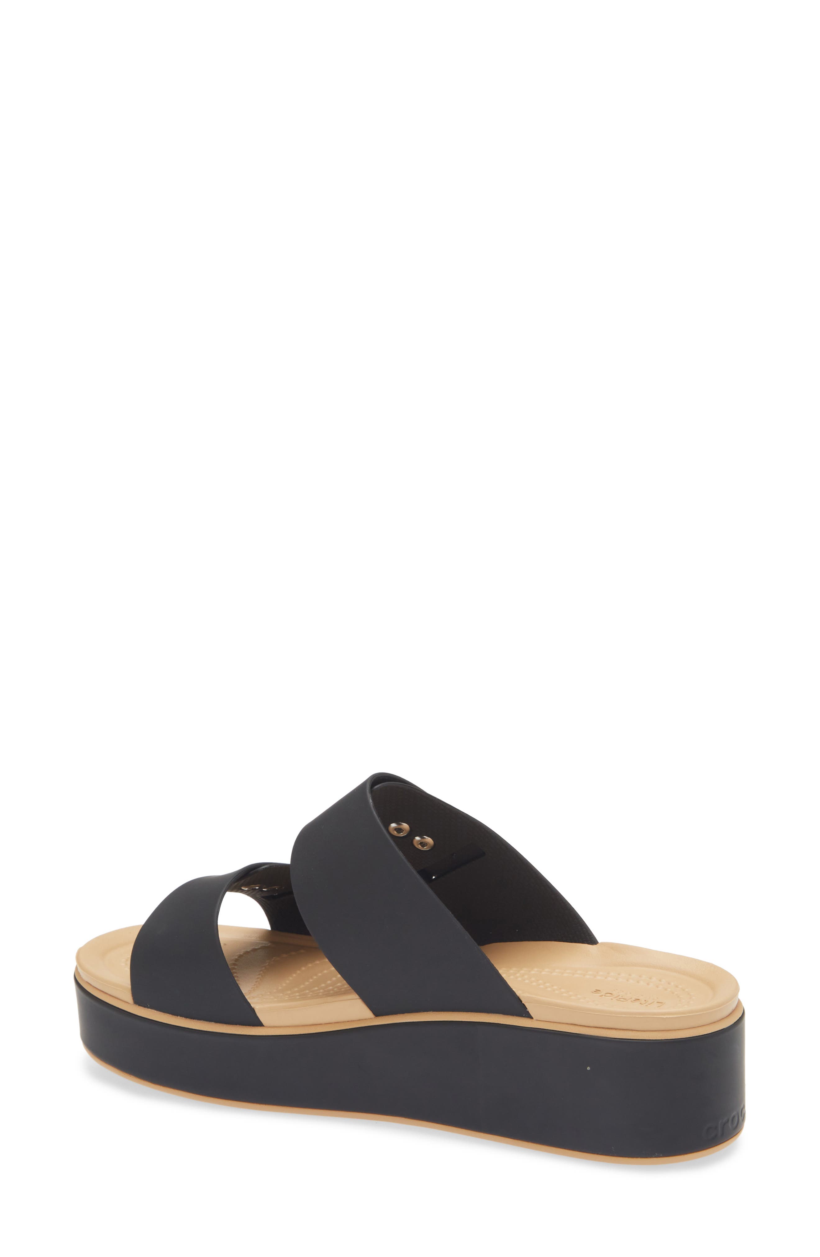 CROCS Brooklyn Platform Wedge Slide Sandal, Alternate, color, Black/ Cashew