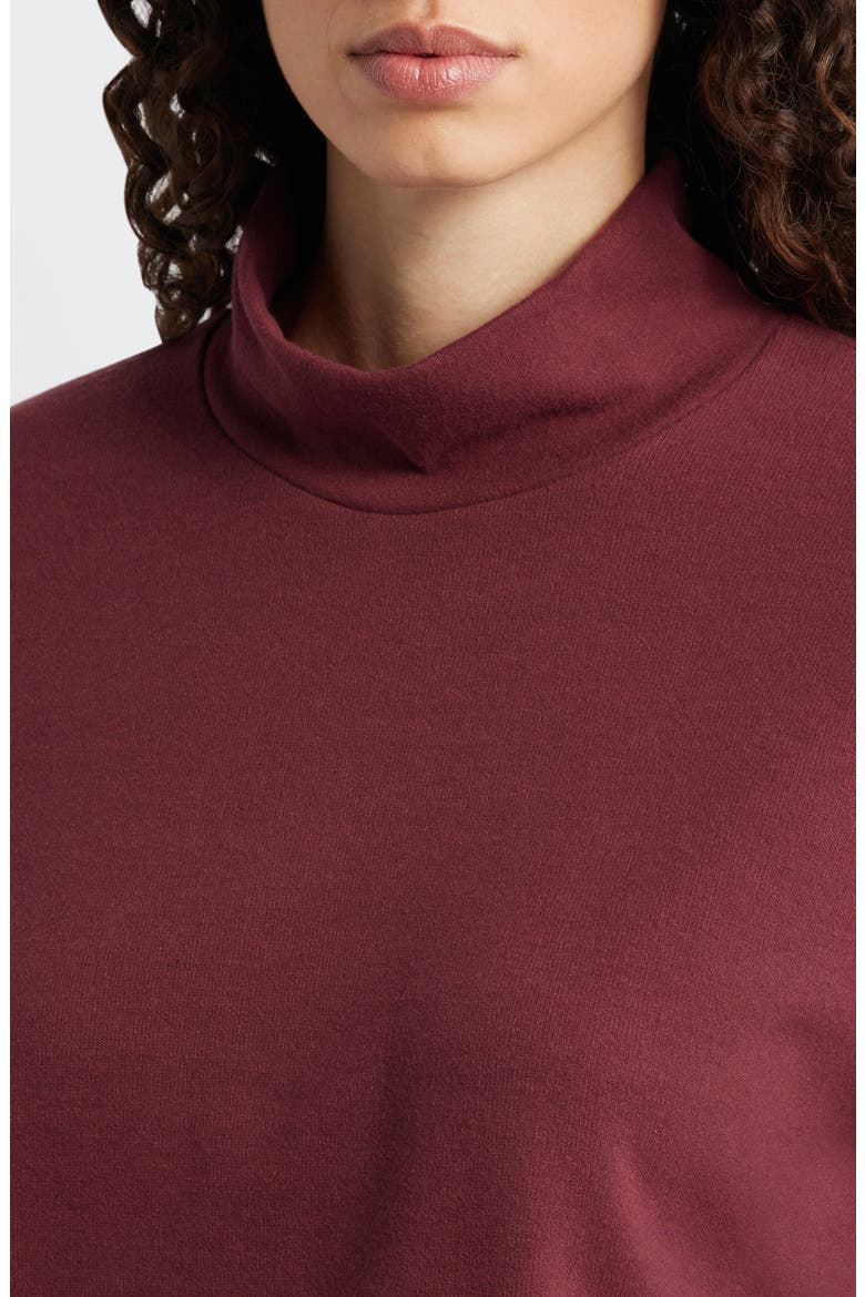 Drop Shoulder Turtleneck Sweatshirt, Alternate, color, BURGUNDY TANNIN