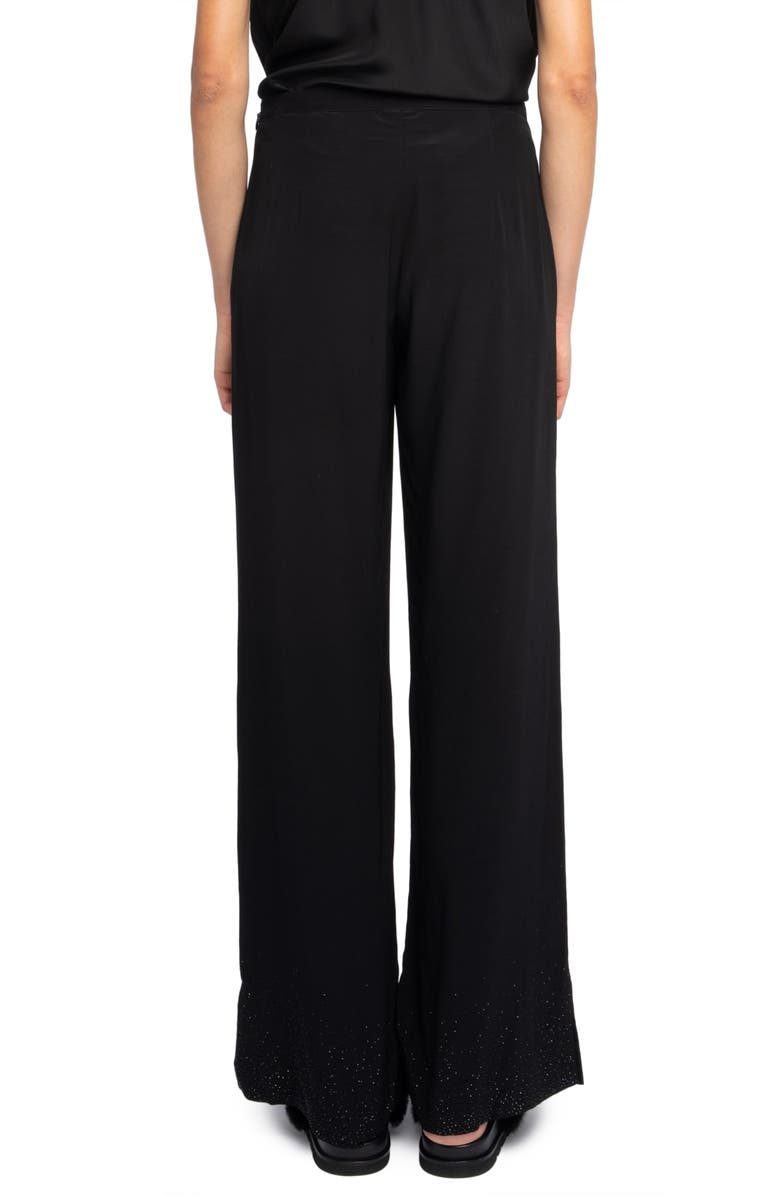 Zadig & Voltaire Papel Crystal Embellished Wide Leg Pants, Alternate, color, Black
