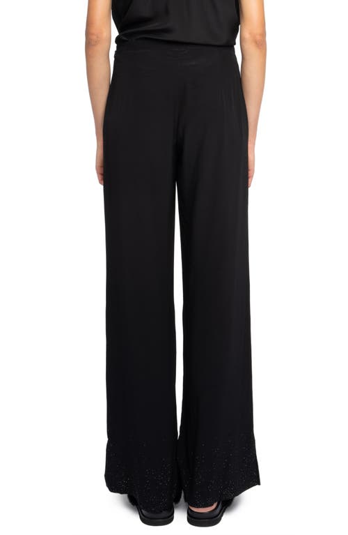Zadig & Voltaire Papel Crystal Embellished Wide Leg Pants In Black