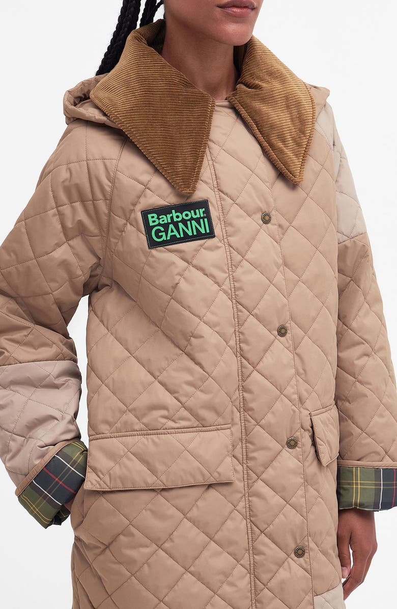 BARBOUR X GANNI Burghley Oversize Quilted Coat, Alternate, color,