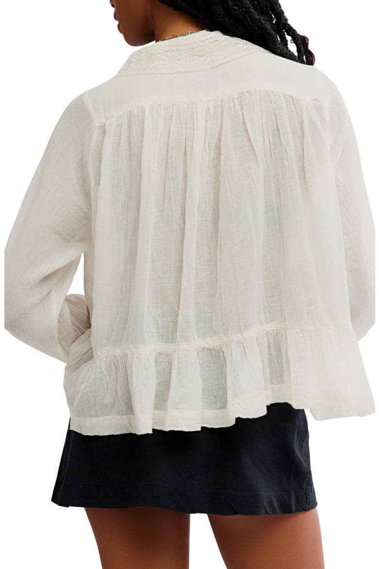 Elodie Lace Trim Ruffle Hem Shirt, Alternate, color, IVORY