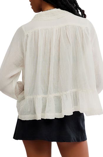 Elodie Lace Trim Ruffle Hem Shirt