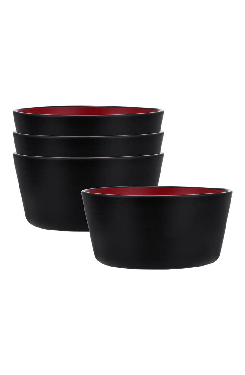 Stone Lain Albie Stoneware 4-Piece Bowl Set, Main, color, Red And Black