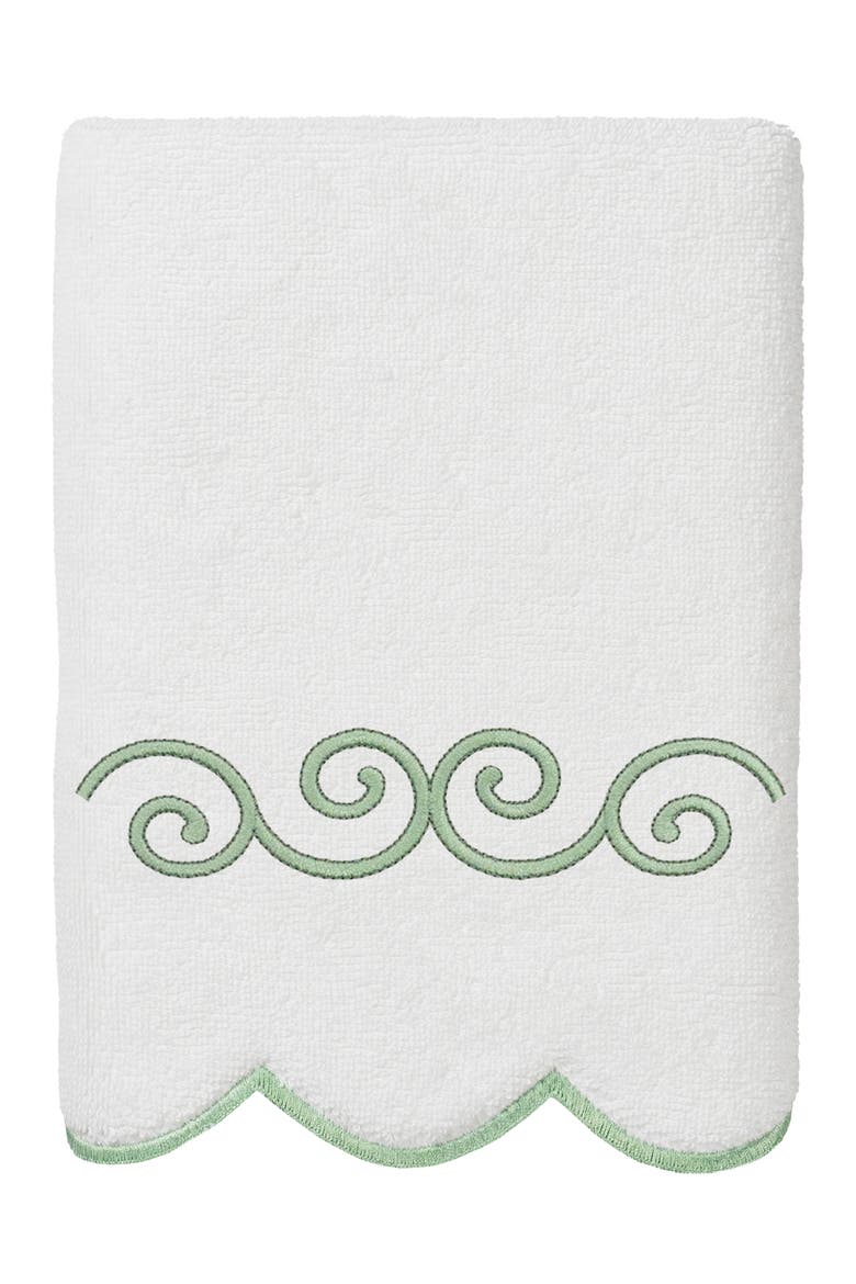 Symmetra Scallop 3-Piece Turkish Cotton Towel Set, Alternate, color, WHITE/ GREEN