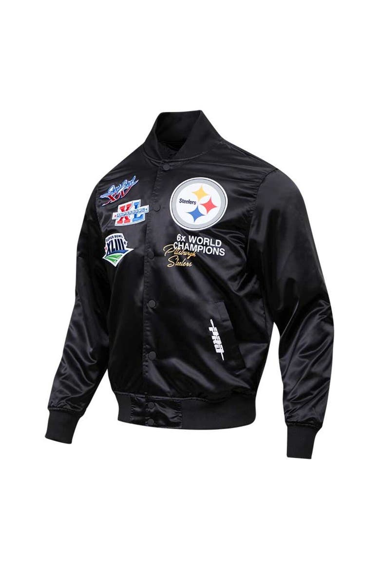 Men's Pro Standard Black Pittsburgh Steelers 6x Super Bowl Champions Satin Full-Snap Varsity Jacket, Alternate, color, Black
