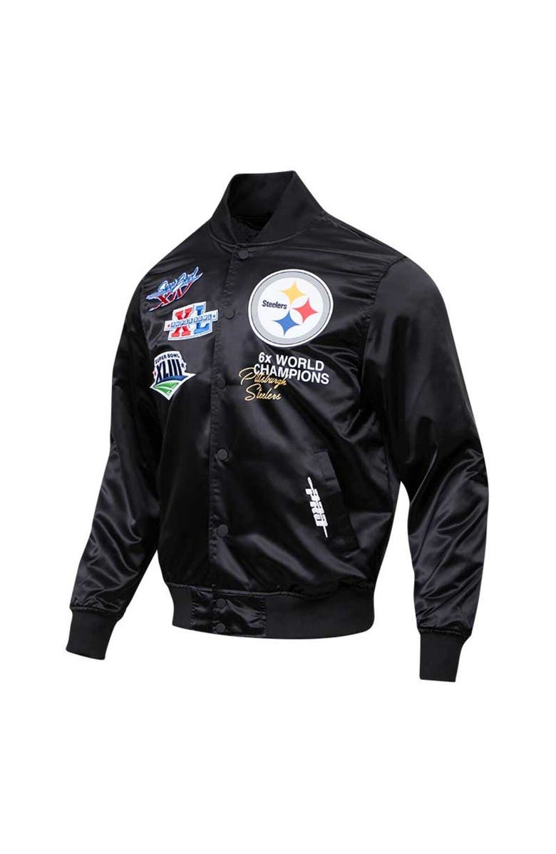 PRO STANDARD Men's Pro Standard Black Pittsburgh Steelers 6x Super Bowl Champions Satin Full-Snap Varsity Jacket, Alternate, color, 
